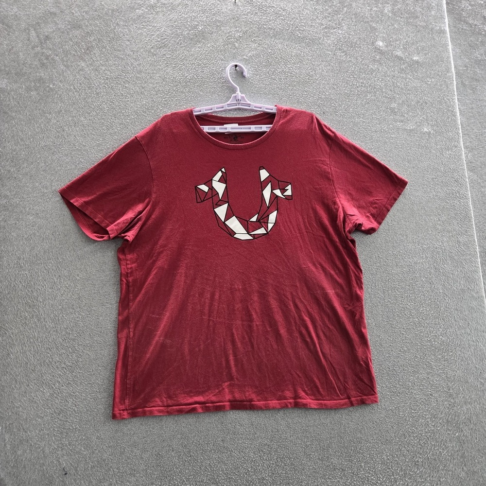 True‎ Religion Men Shirt XL Red Fox Graphic Print Logo Short Sleeve